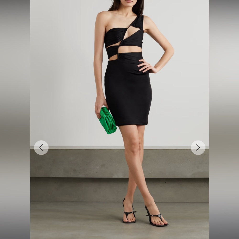 ET OCHS Mila one-shoulder cutout stretch-satin jersey mini dress